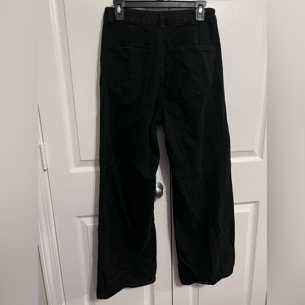 Black Denim Wide-Leg Pants. Size XS/S. - Picture 7 of 7